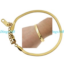 Designer Inspired Genuine 18K Gold Filled Herringbone Chain Wrist Bracelet R5C