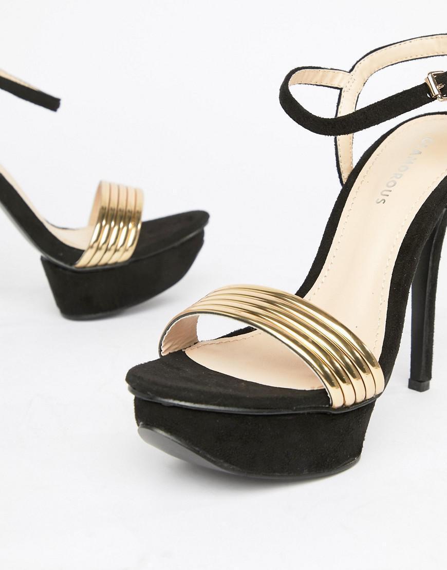 Amazon.com | Viva Womens Barely There Open Toe Fashion Ankle Strap Block Heel  High Heels - Black - US9/EU40 - KL0120 | Heeled Sandals