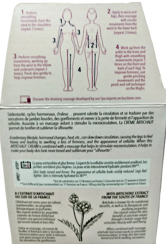 L'occitane crema corpo per massaggio tonificante e rinfrescante al carciofo - Imagen 3 de 4