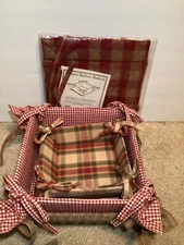 Parks Import Designs Set Of 4 Christmas Tie Baskets Plaid W/Trees 5x5 & 8x8