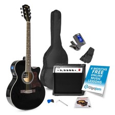 Max Showkit Beginner Electric Acoustic Guitar Pack - Full Size, Black