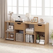2PCS Bookshelf w/Drawer, Freestanding Storage and Display Shelf for Living Room