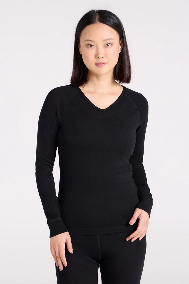 Mountain Warehouse Merino Women's Long Sleeve V-Neck Top Ladies Soft Stretch Tee