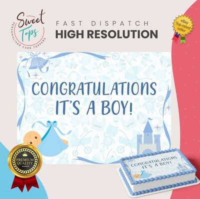 Glückwunsch it's a Boy Babyparty personalisiert rechteckig essbar Dekoration