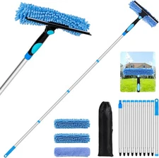 152'' Window Cleaning Kit, 2 in 1 Professional Window Squeegee with Extension Po