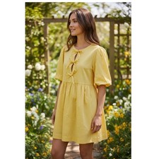 Joie yellow babydoll dress with puff sleeves