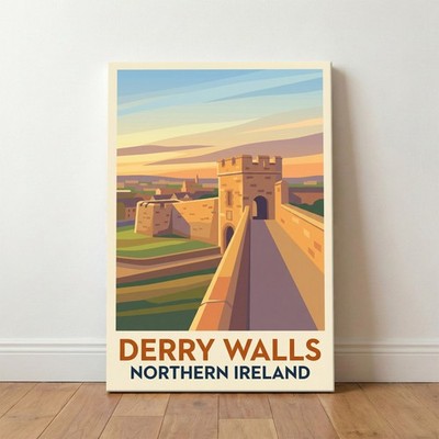 Derry Walls, Nordirland Reise Poster Giclée Leinwandbild