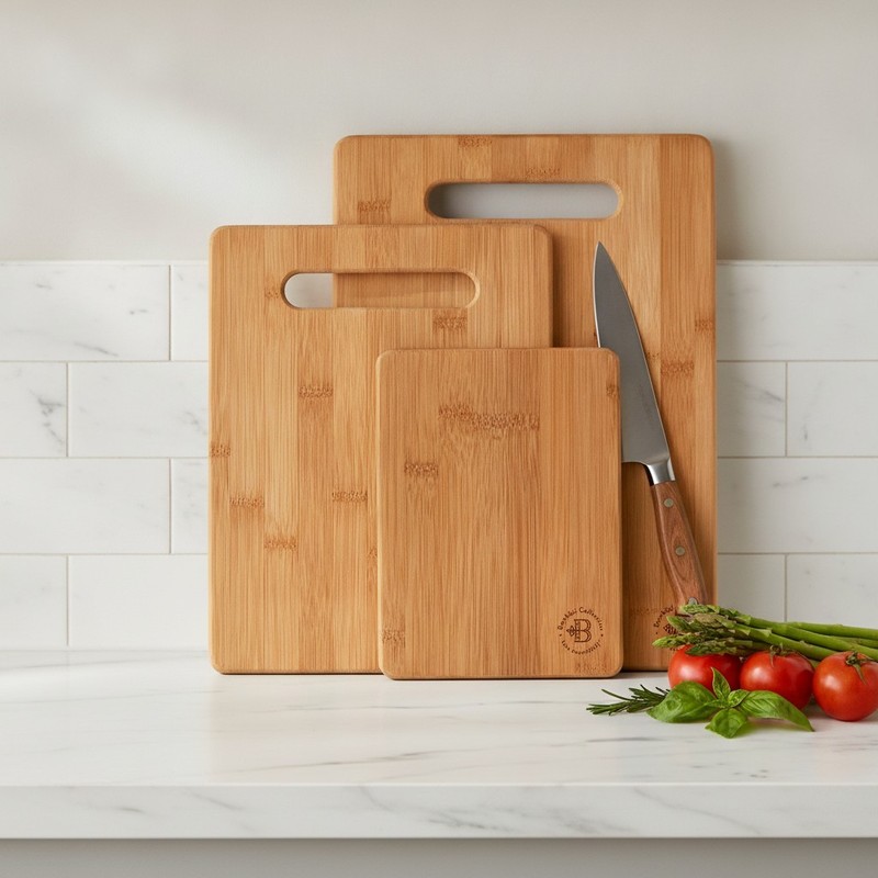 Bamboo Cutting Board Set of 3, Wooden Cutting Boards for Kitchen, Knife Friendly