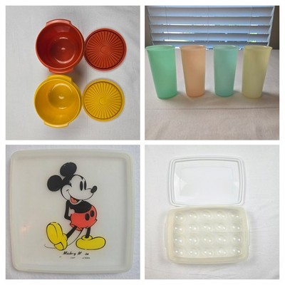 Vintage Tupperware Mixed Lot Servalier Bowls Deviled Egg Juice Cups Deli Meat