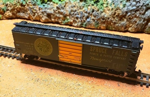 Escala N: vagón de carga vintage Con-Cor Spruce Falls #1207, modelo de tren ferrocarril - NiB | Zustand: New