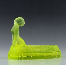 Uranium Vaseline Glass Art Deco Jewelry Bowl 1930' H.Hoffmann by Lalique