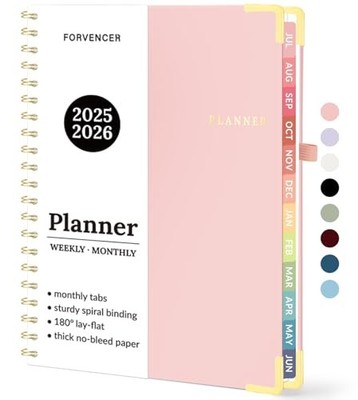 Academic Planner 2025-2026,  July 2025-June 2026 Weekly and 8.5'' x 11'' Pink