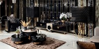 Set 6Tlg Sessel Couchtisch Sideboard Mit Spiegel Vitrine Wohnzimmer Luxus Holz