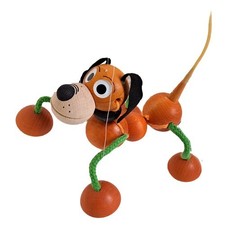 Marionette Hund Orange, Holzspielzeug
