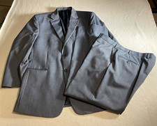 Jos. A. Bank Tailored Fit Gray Plaid Wool 2-Piece Suit Men's 44L