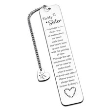 Inspirational Bookmark, Sister Gifts, Her, Small, Silver, Metal, Reading Gift