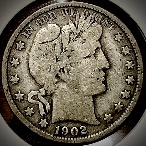 1902 Philadelphia Mint Silver Barber Half Dollar Fine Coin
