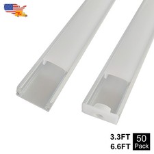 50 Pack 3.3FT/1M U Type Aluminum U Channel With Milky Cover For Led Strip Light