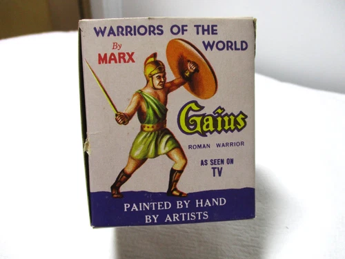 VINTAGE MARX WARRIORS OF THE WORLDS ROMAN SOLDIERS "GAIUS" TOY SOLDIER MIB
