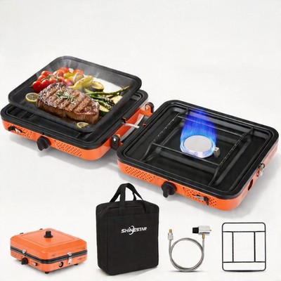 SHINESTAR 2 Burner Propane Camping Stove 17000 BTU Foldable Gas Stove with Bag
