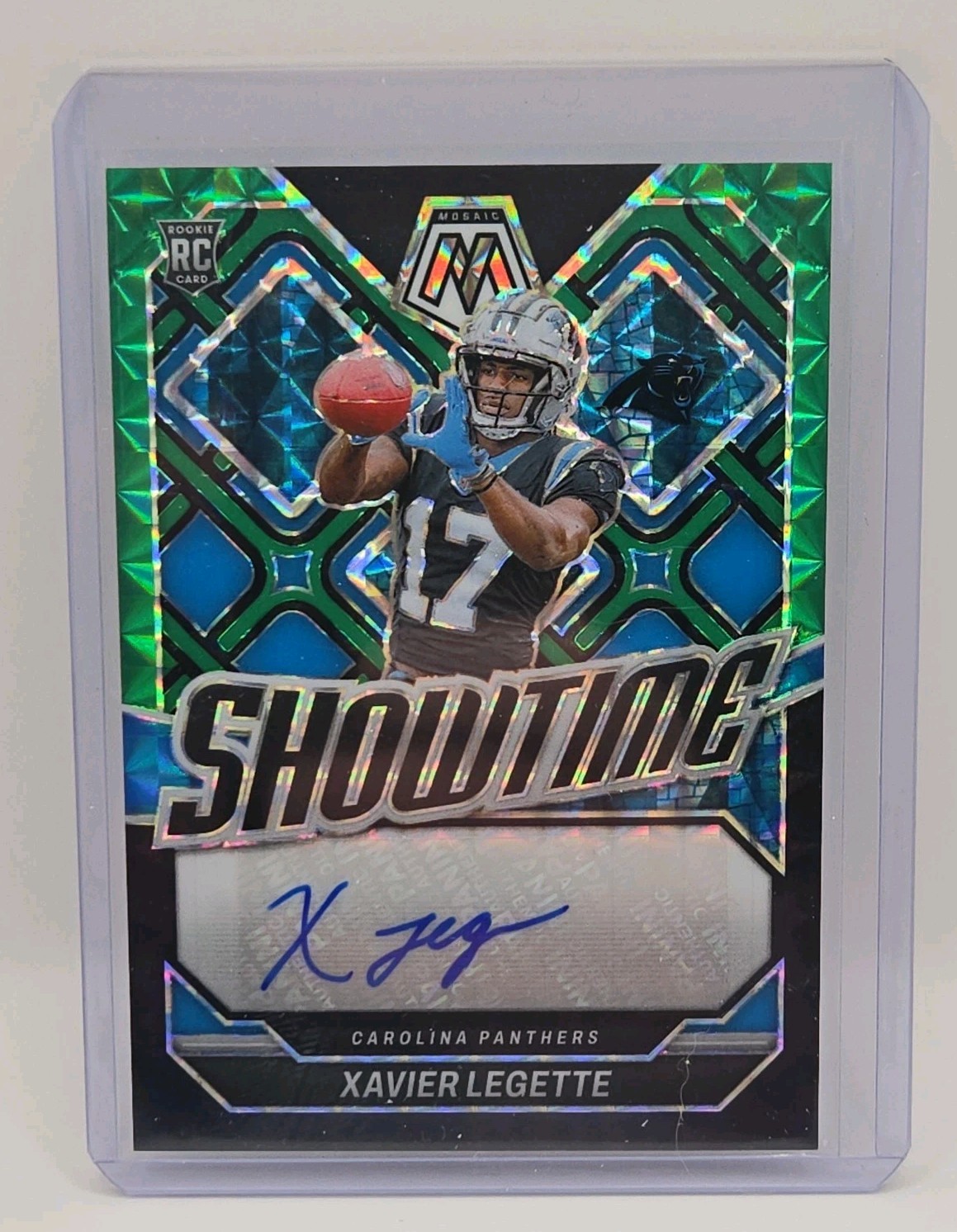 2024 Mosaic Xavier Legette RC Showtime Auto Black Green Fusion /25 Panthers