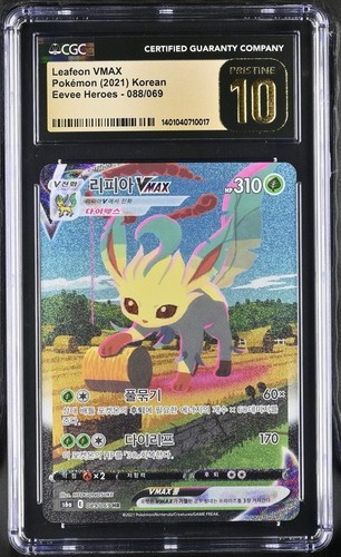 Pokémon Leafeon VMAX Korean 089/069 Eevee Heroes Alt Art CGC Pristine 10 HR FA
