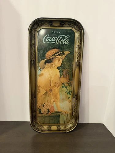 Vintage Printed 1972 Coca-Cola Advertising Metal Tray 1916 WWI Girl Elaine Image