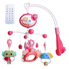 Remote Control Crib Mobile with Music and Lights,Cartoon Projector For Girl Baby