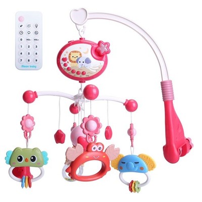 Remote Control Crib Mobile with Music and Lights,Cartoon Projector For Girl Baby