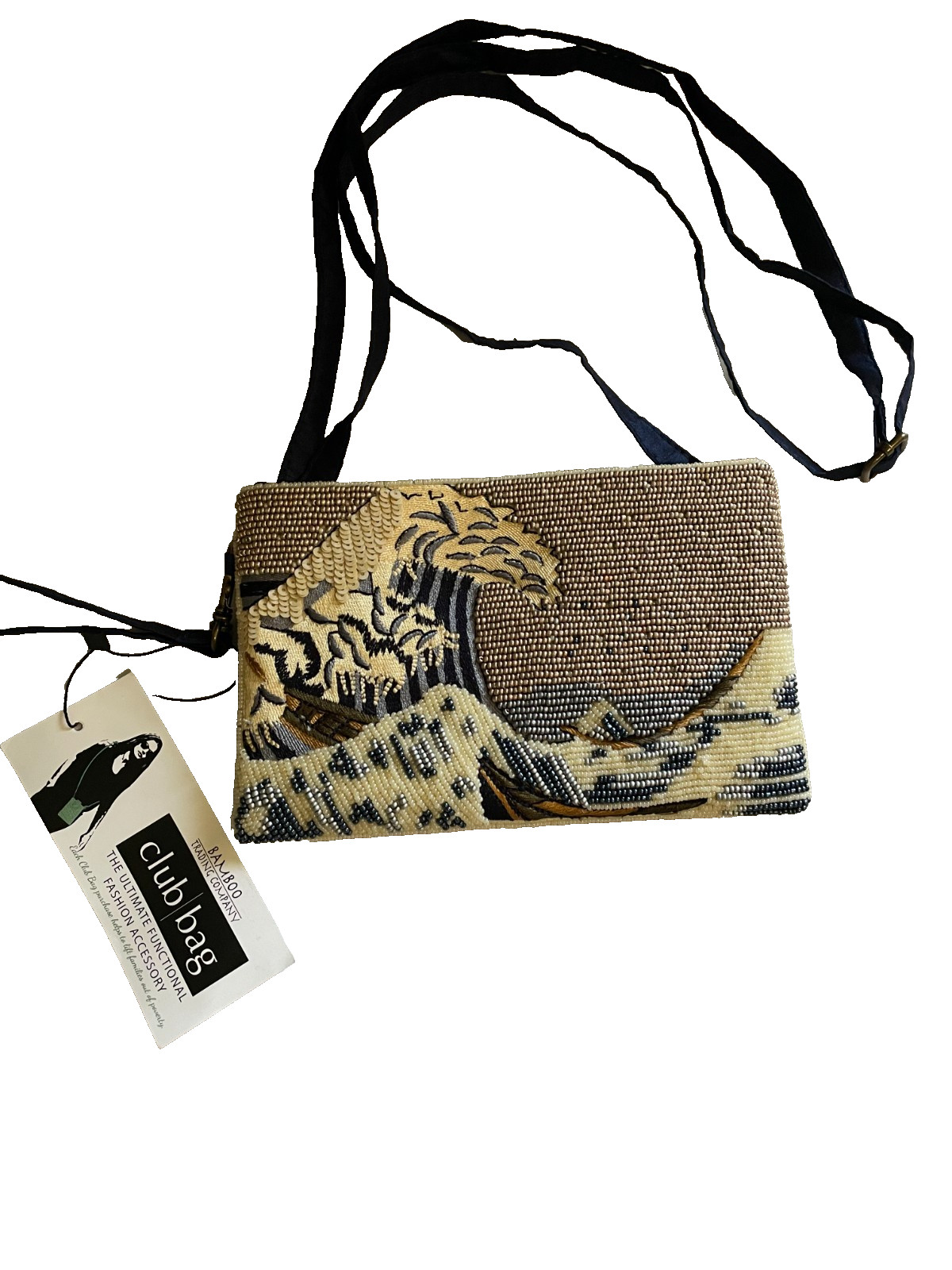 New With Tags Bamboo Trading Company Mini Crossbody/Wristlet Ocean Beaded Bag