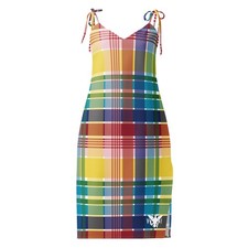 VI Madras Tie-strap midi dress