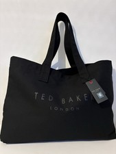 Ted Baker  Canvas large black woman work uni Tote shopper bag genuine pocket NEW