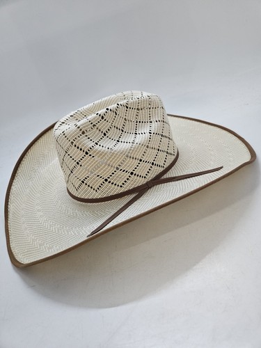 Tony Lama 10X Straw Ribbon Tie Western 100% Cowboy Hat, Natural Men's Size 7