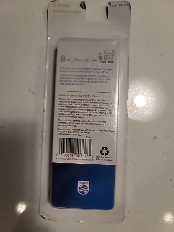 Nuevo Paquete Sellado Philips Audio/Video 3.5mm Cable de Audio Verde para Todas las Marcas 3 pies Foto 2 de 3
