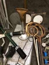 60+ pc Lab Supplies Rod & Glass Clamp, Heat Rings Stand Bunsen Burner