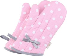 Kitchen Oven Mitts for Kids, Heat Resistant Cotton Oven Gloves Set of 2 for