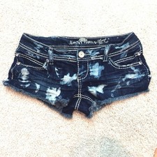 ALMOST FAMOUS Blue Jean Denim Acid Wash Cut Off Shorts Size 3 XS