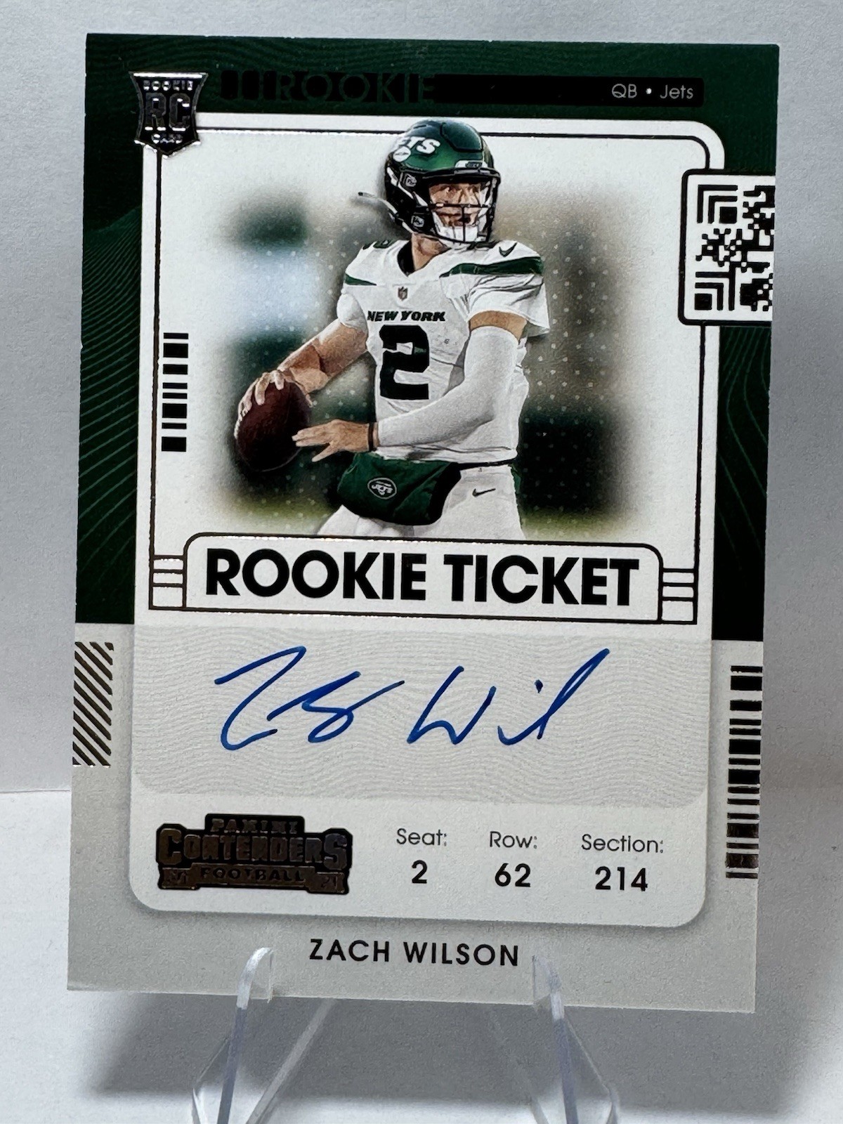 2021 Zach Wilson Panini Contenders #102 Rookie Ticket On Card Auto NY Jets