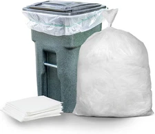 64-65 Gallon Trash Can Liners for Toter │ 1.5 Mil │ Clear Heavy Duty Garbage Bag