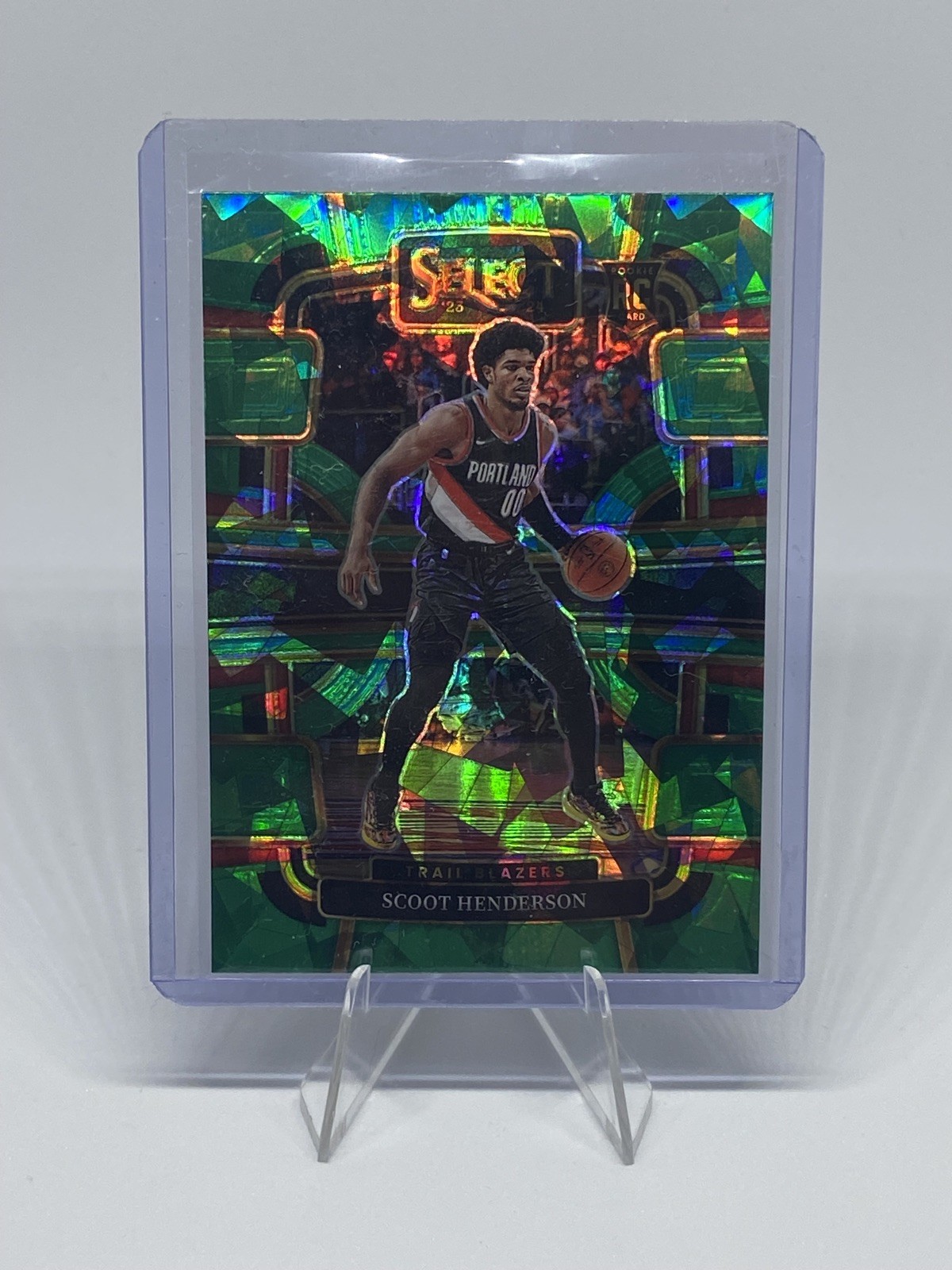 2023-24 Scoot Henderson Panini Select Green Cracked Ice Concourse Level RC #77