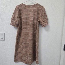LOFT Outlet Tweed Dress Puff Sleeve Pink Multi Color Women's Size M