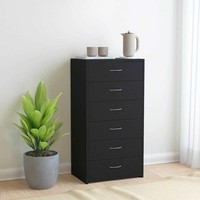 Sideboard Mit 6 Schubladen Schwarz 50X34X96 Cm Holzwerkstoff