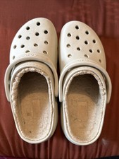 Crocs/Women's Size 7/White Clogs Slip-on W/Faux Fur Fuzzy