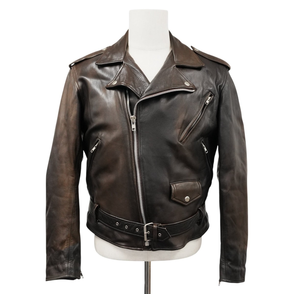 90s EMPORIO ARMANI Riders Leather Jacket Size 46 Brown Italy | eBay
