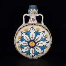 Nice Chinese Art Hand Painting Fahua Cai  Porcelain Flat Vase