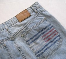 Tommy Hilfiger Vintage Denim Blue Jean Skirt Size 8 Logo Back Pocket Cargo Loop