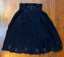 Vintage Handmade Velvet "Dance Skirt" w/ Native-Style Metal Studwork & Stone Bea