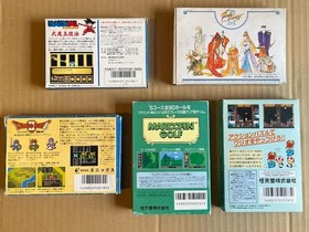 Lot 5 Famicom FC Japan Games CIB Nintendo Dragonball Dragon quest 2 Wario Mario