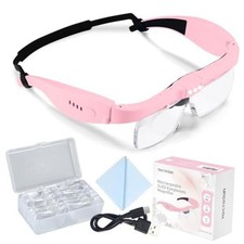 Magnifying Glasses with Light,0.75X-4.0X Magnifying Headset Pink