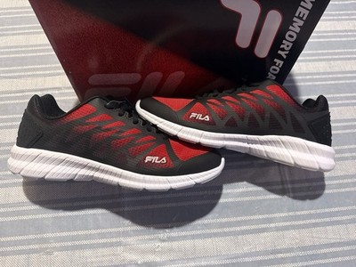 FILA Men's Memory Fantom 6 Black/White/Red Memory Foam Running Shoe - Size 8